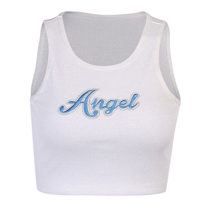 Angel Ribbed Short Top - T-Shirts