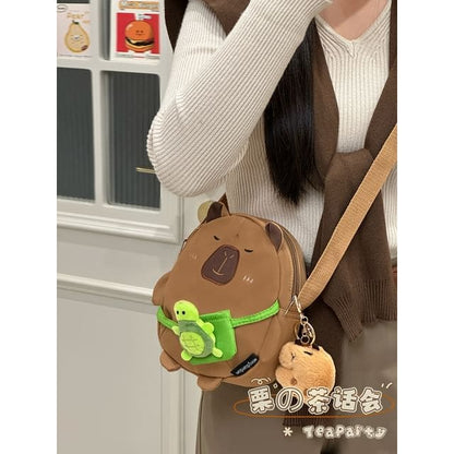 Animal Cartoon Zip Backpack - Crossbody Bag - With Capybara