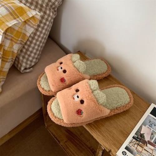 Animal Fleece Home Slippers - Pink & Green / 36 To 37