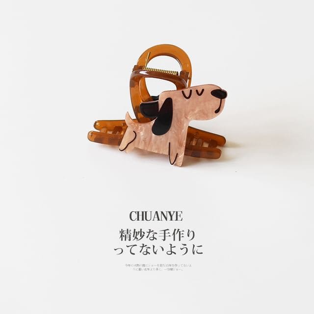 Animal Hair Claw - 03 - Black Ear Dog - Brown / One Size