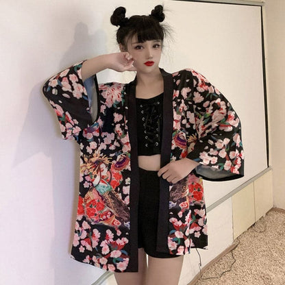 Anime Girl Vintage Kimono Outerwear