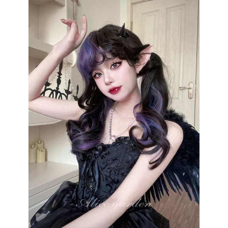 Anna Vampire Purple Black Mix Lolita Wig - Highlight gray,