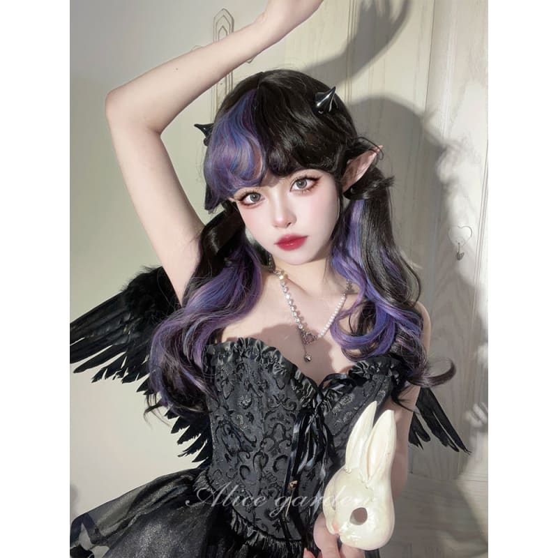 Anna Vampire Purple Black Mix Lolita Wig - Highlight gray,