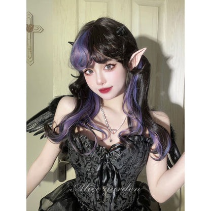 Anna Vampire Purple Black Mix Lolita Wig - Highlight gray,