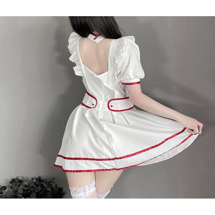 Anna White Red Nurse Maid Dress - dress