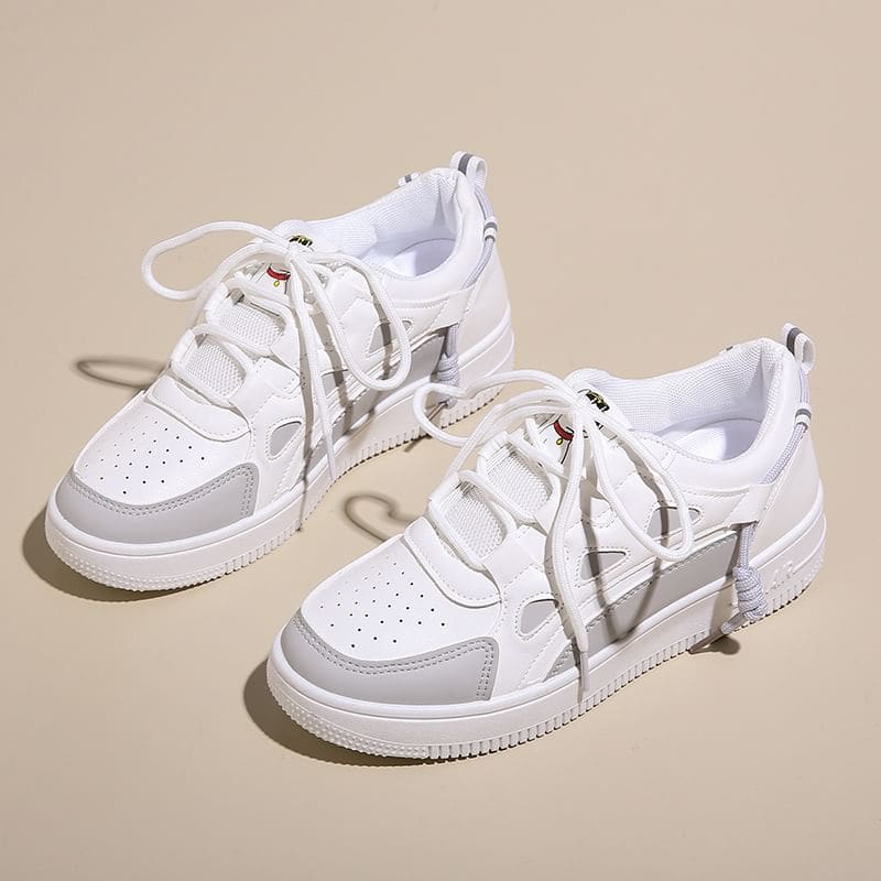 Applique Contrast Trim Lace-Up Platform Sneakers