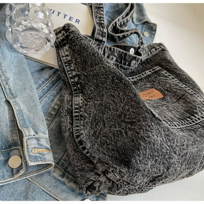 Applique Denim Tote Bag