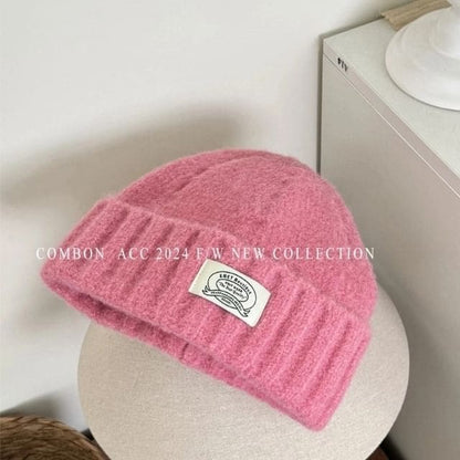 Applique Knit Beanie - Pink / One Size