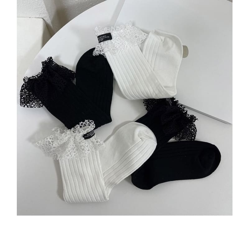 Applique Lace Trim Socks