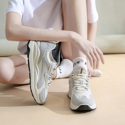 Applique Lace-Up Platform Sneakers