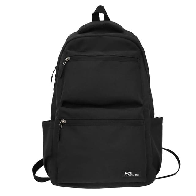 Applique Multi-Pocket Backpack - Black / One Size