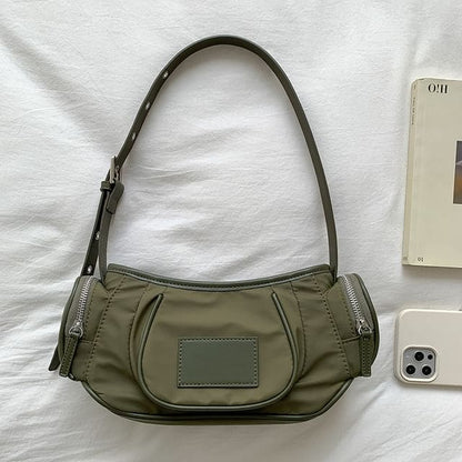 Applique Nylon Shoulder Bag - Army Green / One SIze