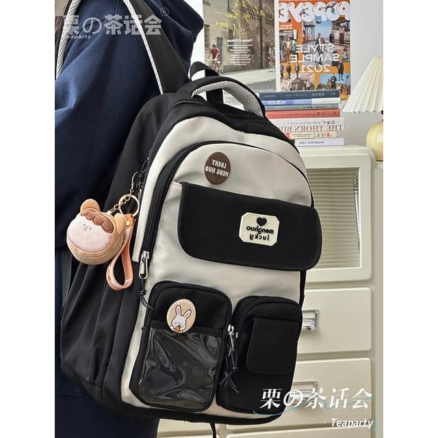 Applique PVC Panel Multi-Pocket Backpack / Bag Charm / Set