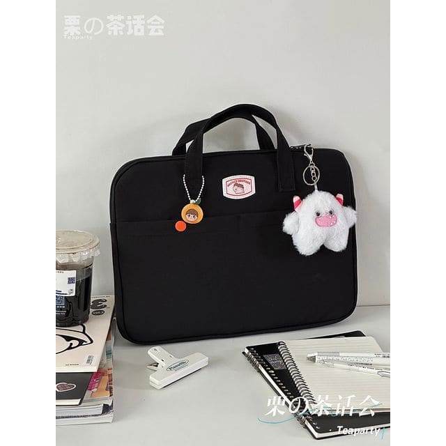 Applique Tote Bag / Bag Charm / Set - With Horn - Black / S