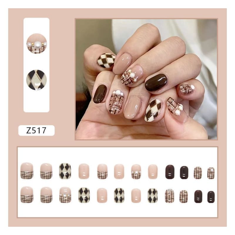 Argyle Faux Nail Tips