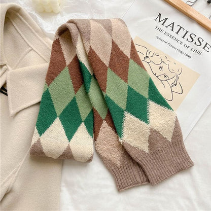 Argyle Pattern Scarf - Standart / Green - Other