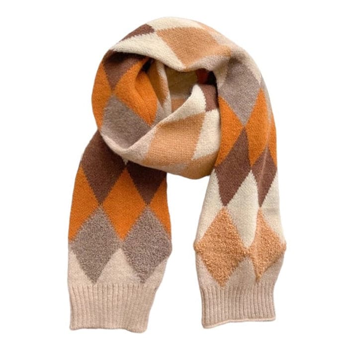 Argyle Pattern Scarf - Standart / Orange - Other