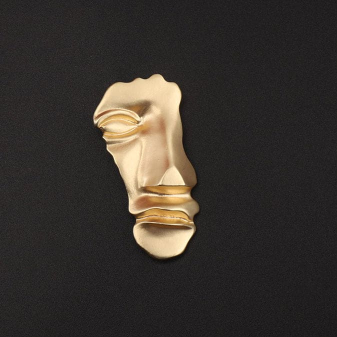 Artsy Face Vintage Aesthetic Brooch - Gold - Jewerly