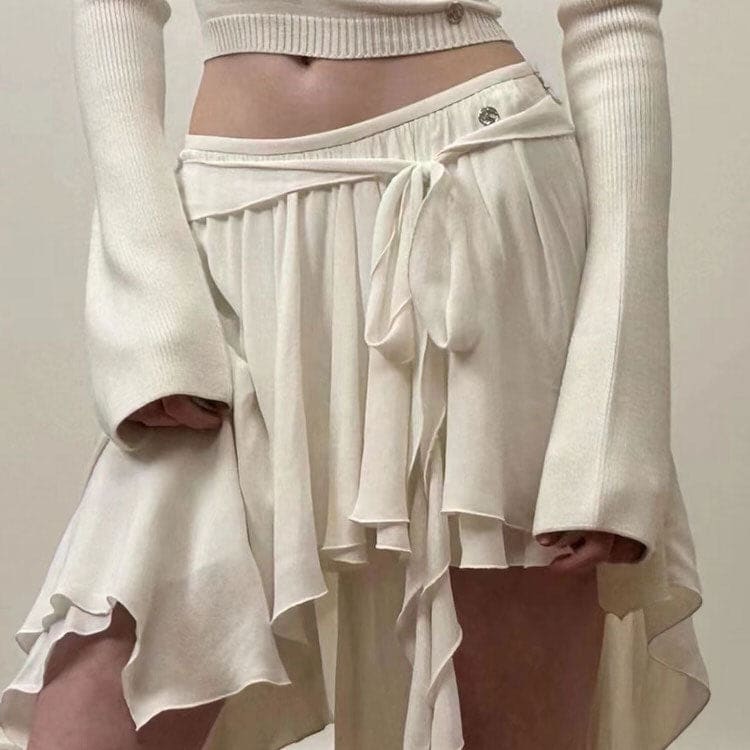 Asymmetrical Mid Skirt - S / White - Skirt