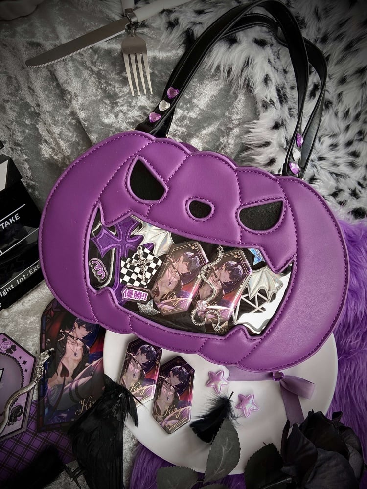 Halloween Purple Pumpkin Tote Bag - Purple / Free Size