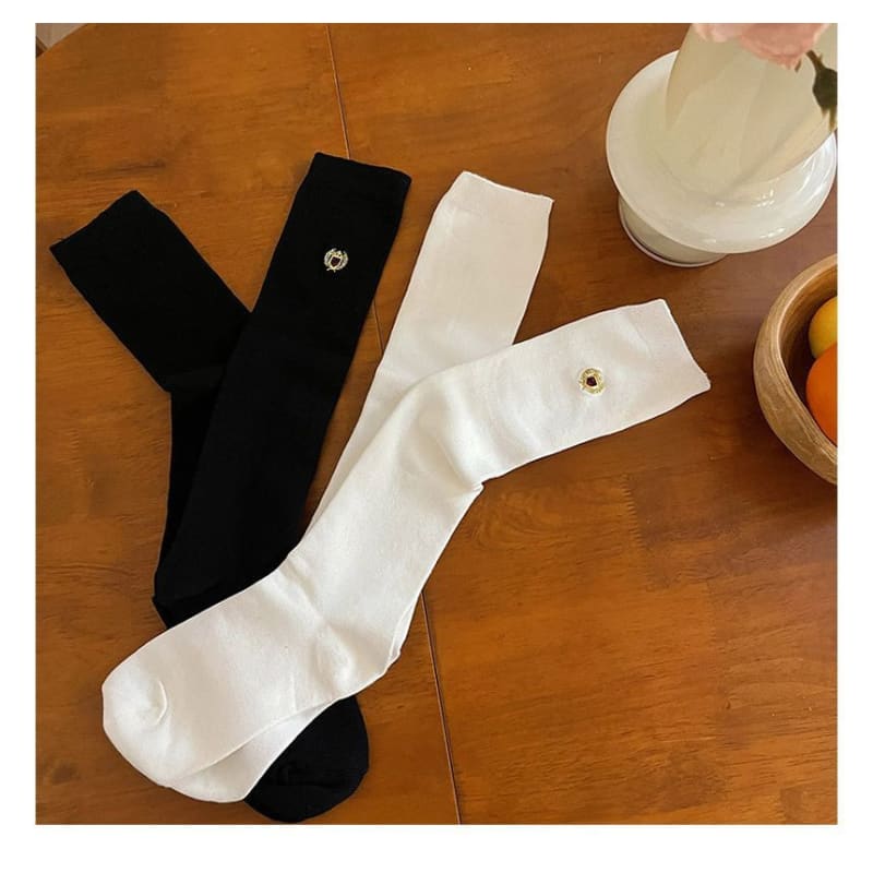 Badge Embroidered Socks