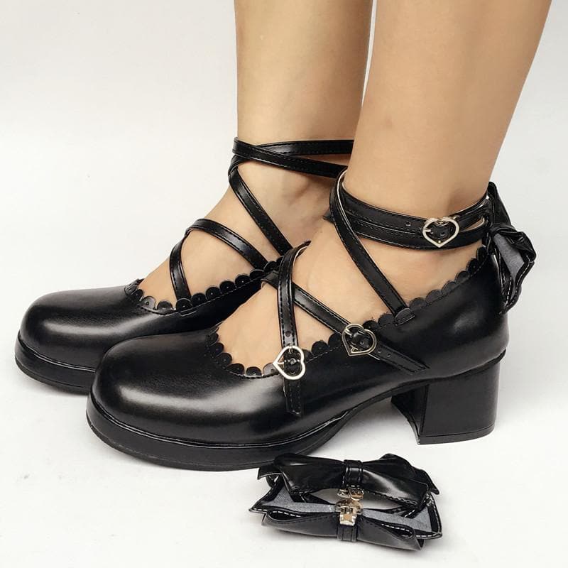 Lolita Made Black SP168083 Custom Shoes Cute Bow