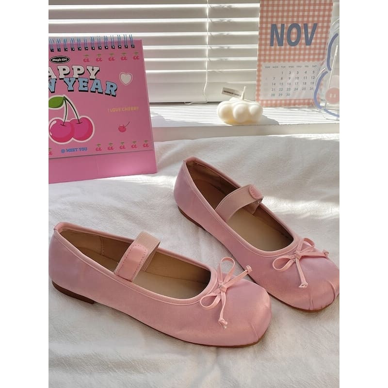 Ballet Bow Vintage Flat Shoes - Pink / 36 - Shoes