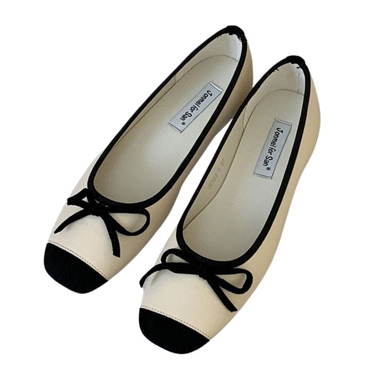 Ballet Comfortable Bow Flats - EU35 (US5.0) / Beige/black