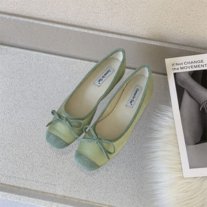 Ballet Comfortable Bow Flats - EU35 (US5.0) / Green - Shoes