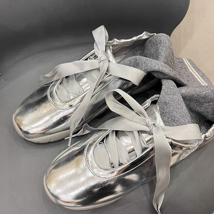 Ballet Satin Bow Sneakers - Sneakers