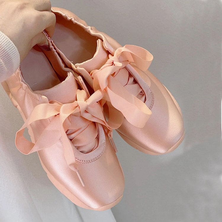 Ballet Satin Bow Sneakers - Sneakers