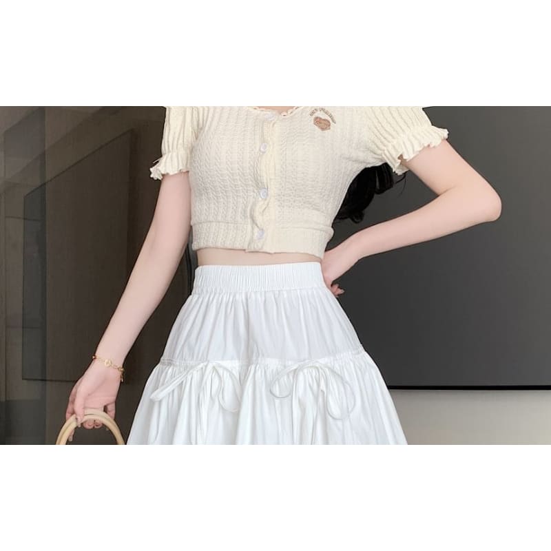 Balletcore Elastic Waist Plain Bow Mini