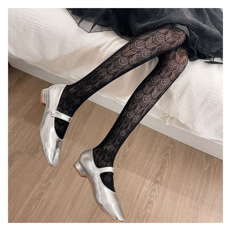 Balletcore Lace Tights - Black / One Size