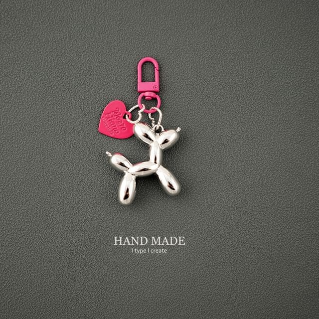 Balloon-Dog Bag Charm / Key Ring - Silver / One Size