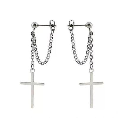 Bar / Cross Chain Sterling Silver Dangle Earring