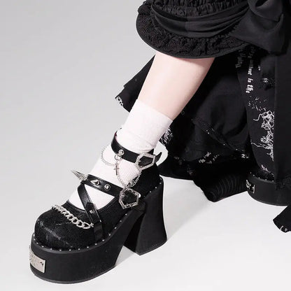 Kawaii Aesthetic Y2K Cute Fairy Barbara Gothic Velvet Heels ON1424 MK Kawaii Store