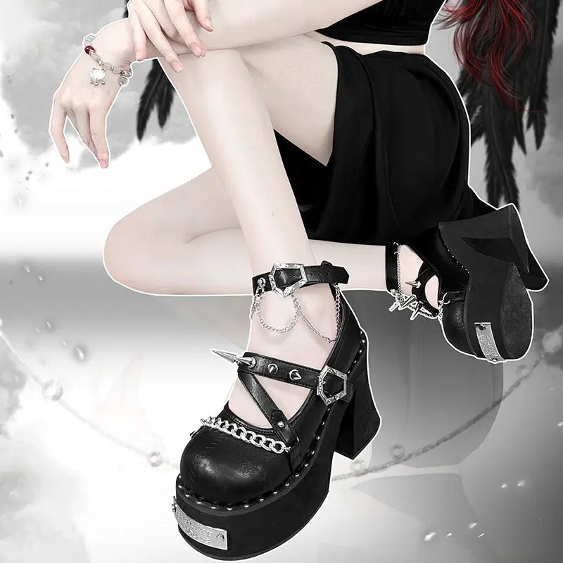 Kawaii Aesthetic Y2K Cute Fairy Barbara Gothic Velvet Heels ON1424 MK Kawaii Store