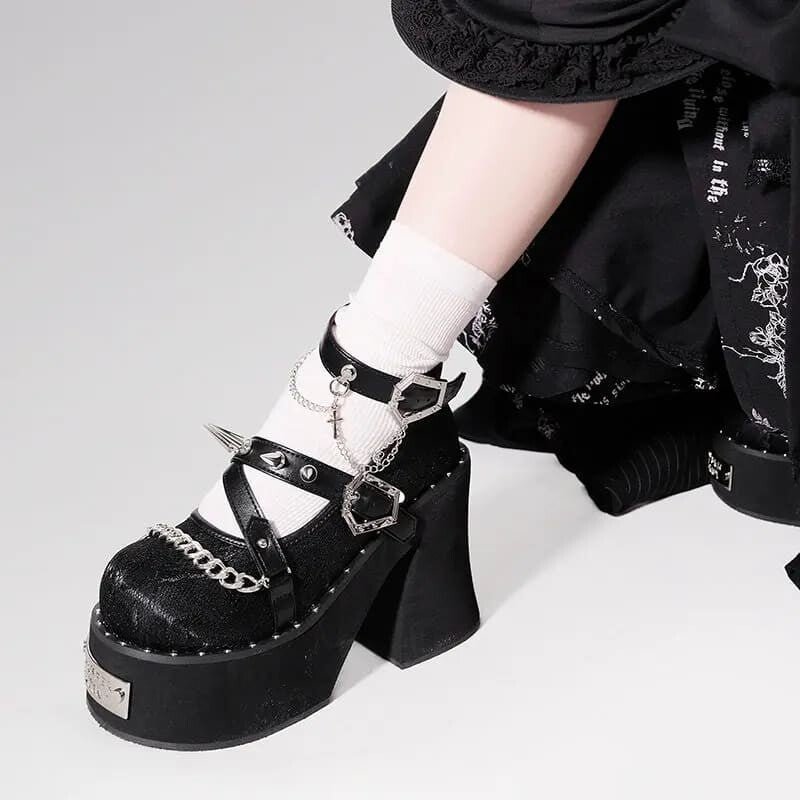 Kawaii Aesthetic Y2K Cute Fairy Barbara Gothic Velvet Heels ON1424 MK Kawaii Store