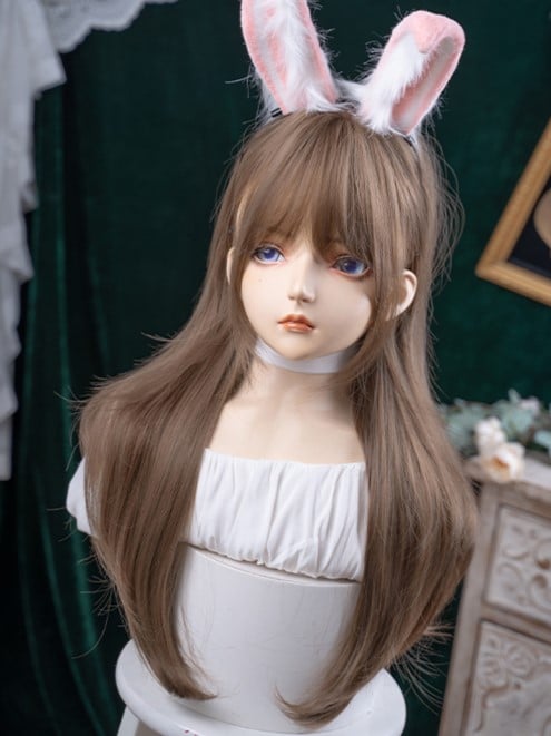 Light Wavy 72CM Bangs Wig Air Length With Brown