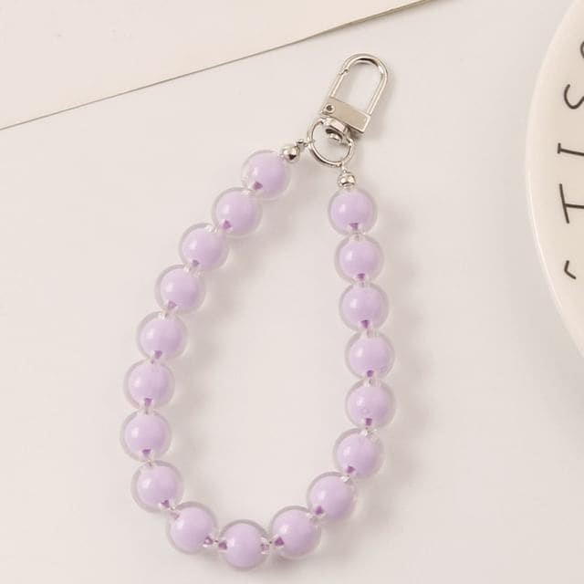 Bead Resin Strap Keyring - Q969-1 - Light Purple / One Size