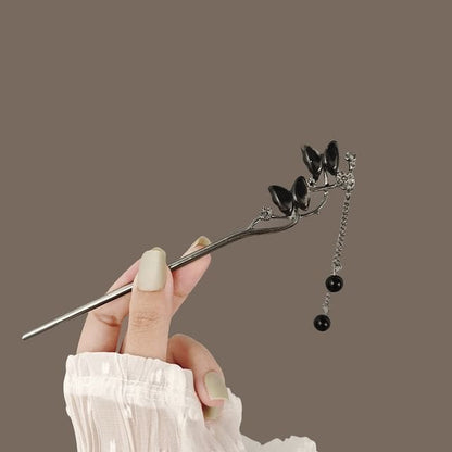 Beaded Alloy Hair Stick - F529 - Silver / One Size