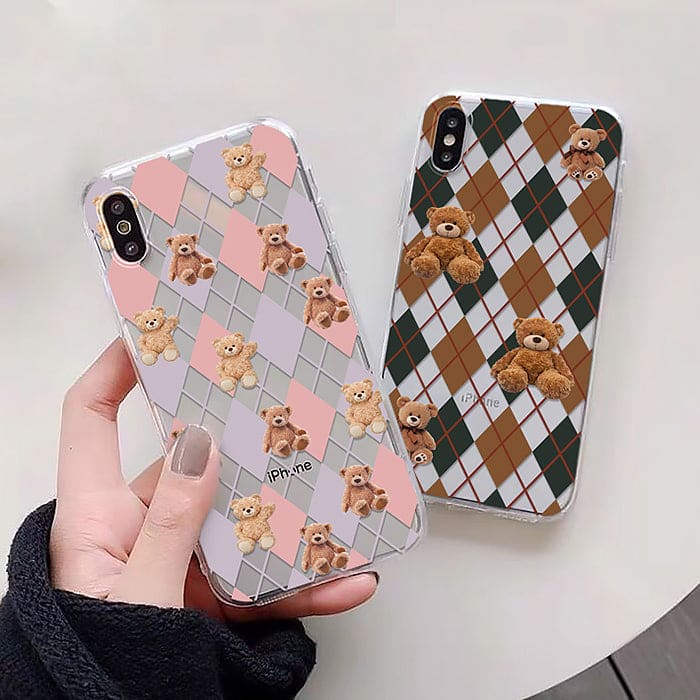 Bear Argyle Pattern iPhone Case - IPhone Case