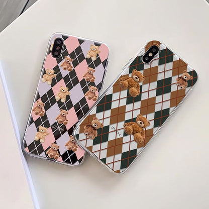 Bear Argyle Pattern iPhone Case - IPhone Case