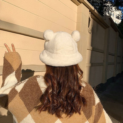 Bear Ear Chenille Bucket Hat