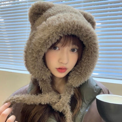 Bear Ear Chenille Knit Hat