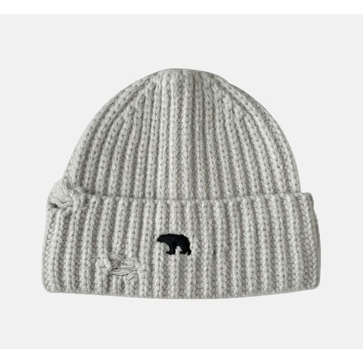 Bear Embroidered Knit Beanie