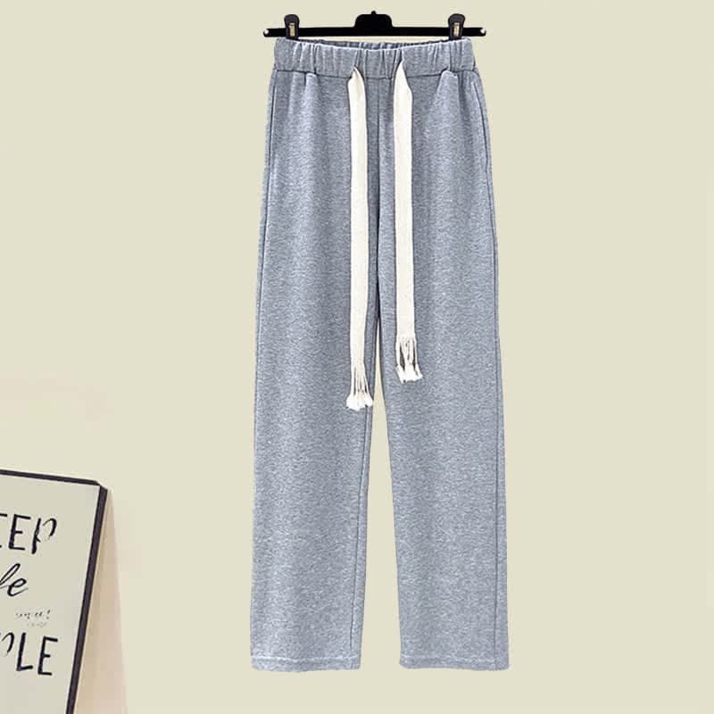 Bear Embroidery Polo T-Shirt Casual Pants - Grey Pants / M