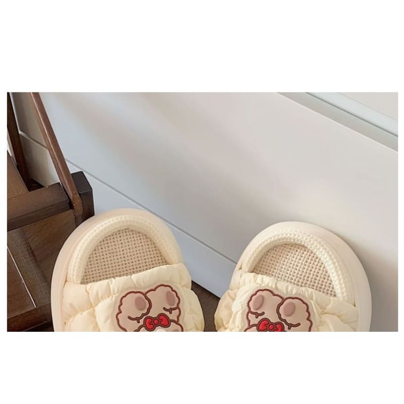 Bear Home Slippers - Check - Black / 38 to 39