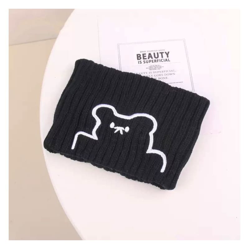 Bear Knit Headband - HM1013 - Black / One Size