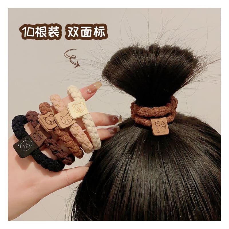 Bear Label Applique Hair Tie / Set